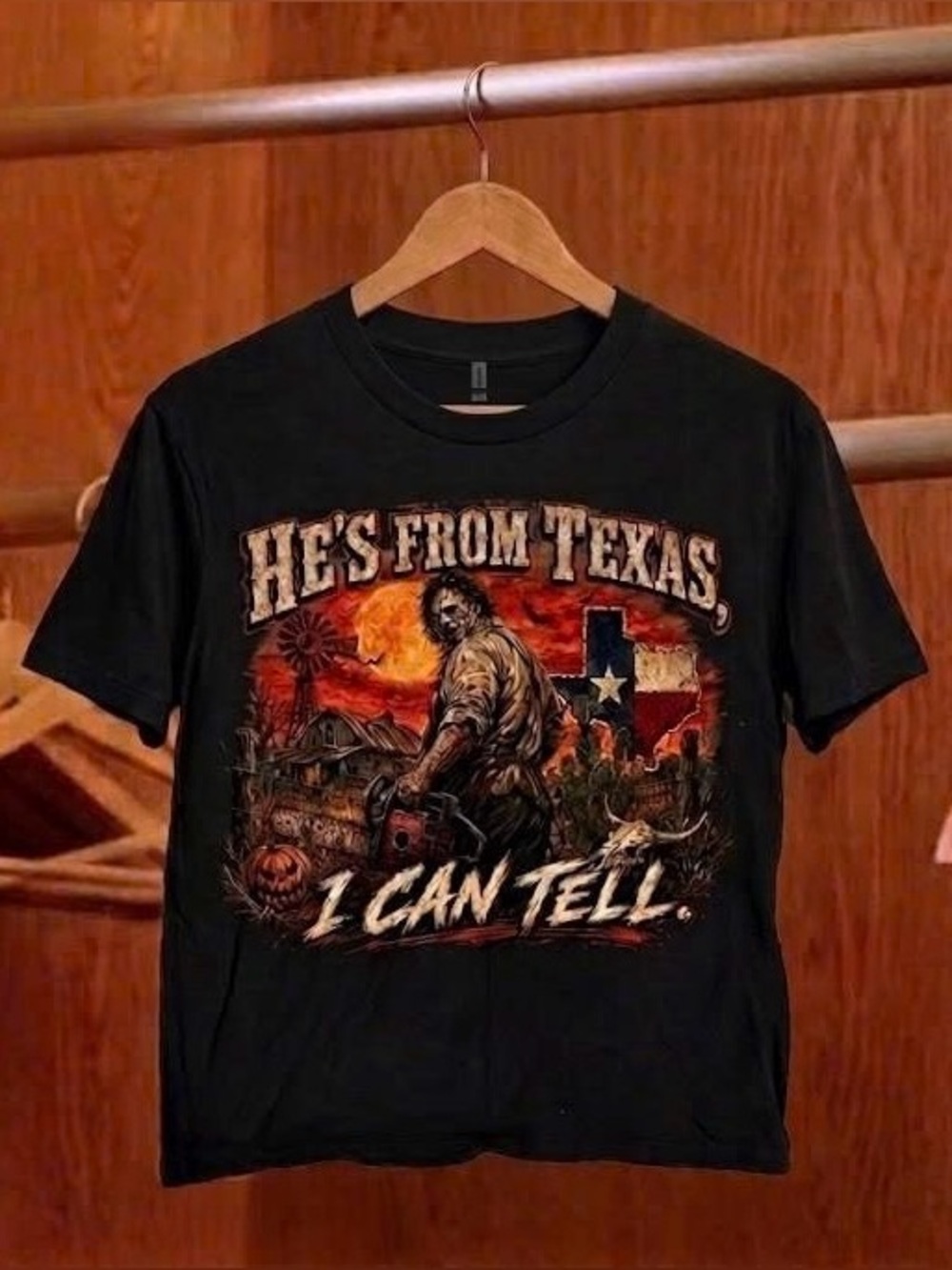 Black 'He's From Texas, I Can Tell' Graphic Tee | Halloween Tee